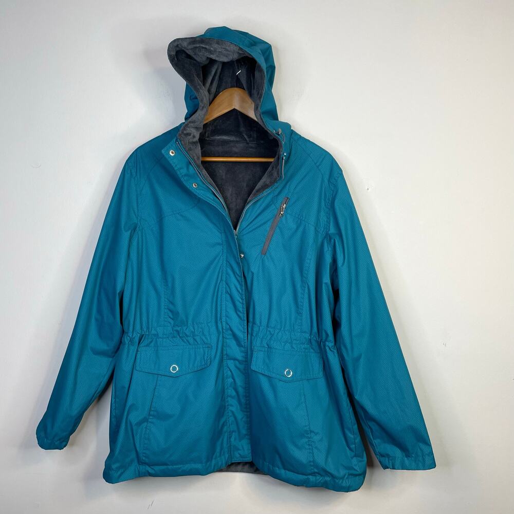 Free Country Radiance Reversible Hooded Jacket Butter Pile Lined Teal womens XL